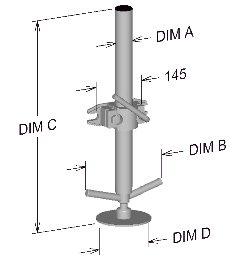 PAR Adjustable Propstand Dimensions Diagram